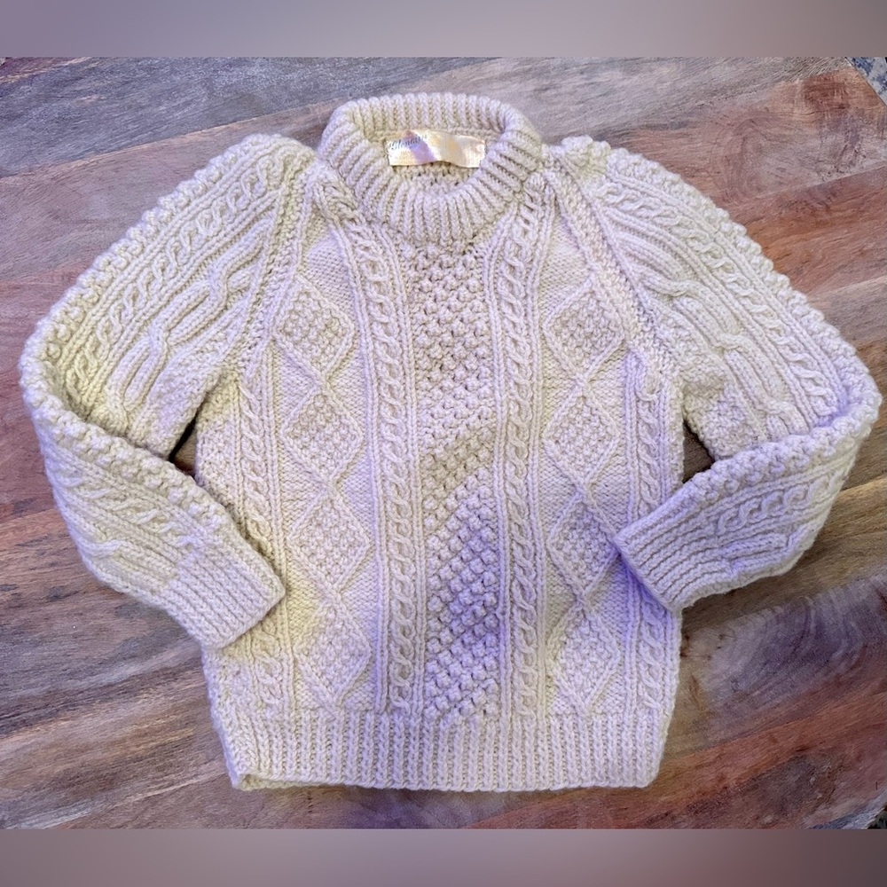 Glenairn Vintage 100% Wool Hand Knitted Sweater Made in Ireland